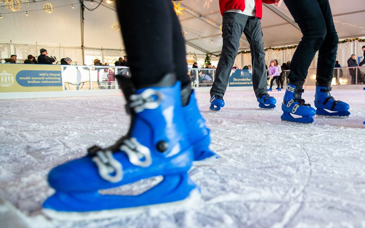 Ice skates on rink