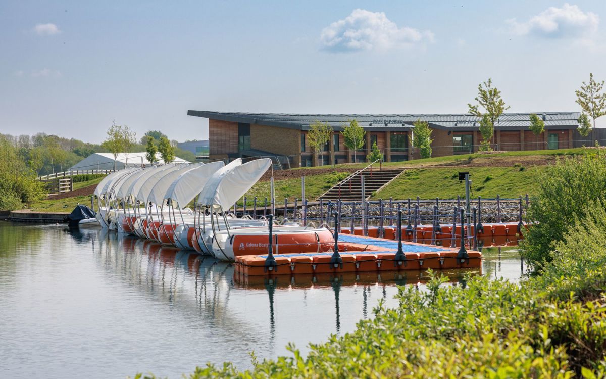 Cabana boats lined up near Watersports Centre