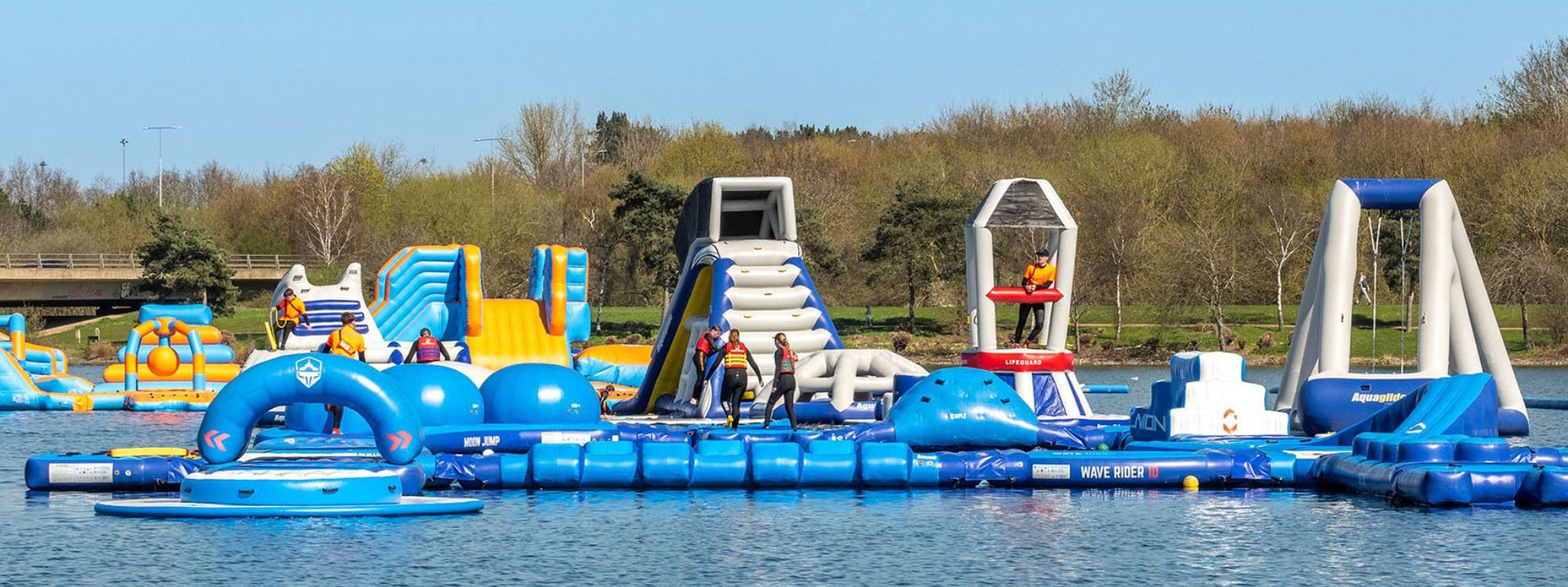 Inflatable obstacle course on Willen Lake