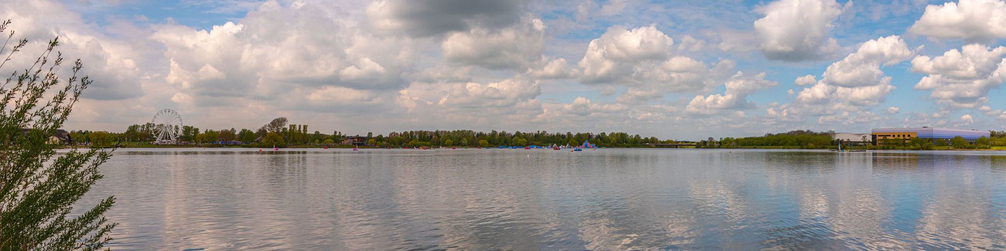 Reflections of clouds in Willen Lake in Milton Keynes